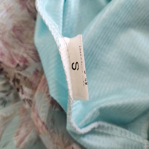 Floral Sheer Bell Sleeve Pleated Blouse Rose Pastel fairy‎ Small Romantic - Picture 13 of 16